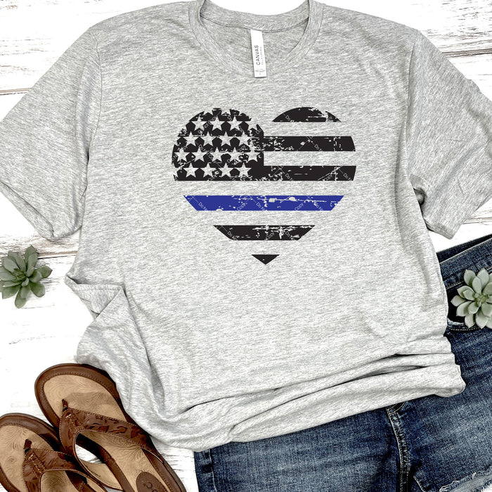 Thin Blue Line Heart DTF