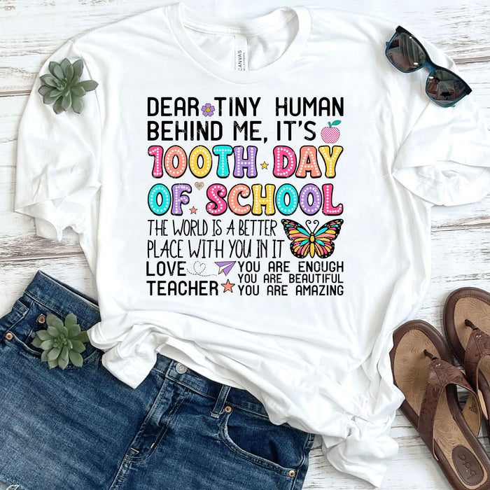 Dear Tiny Human 100th Day of School DTF Transfer