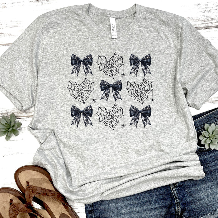 Black Coquette Bows & Spider Webs Distressed DTF Transfer