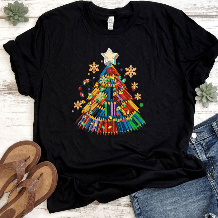 Colored Pencil Christmas Tree DTF Transfer