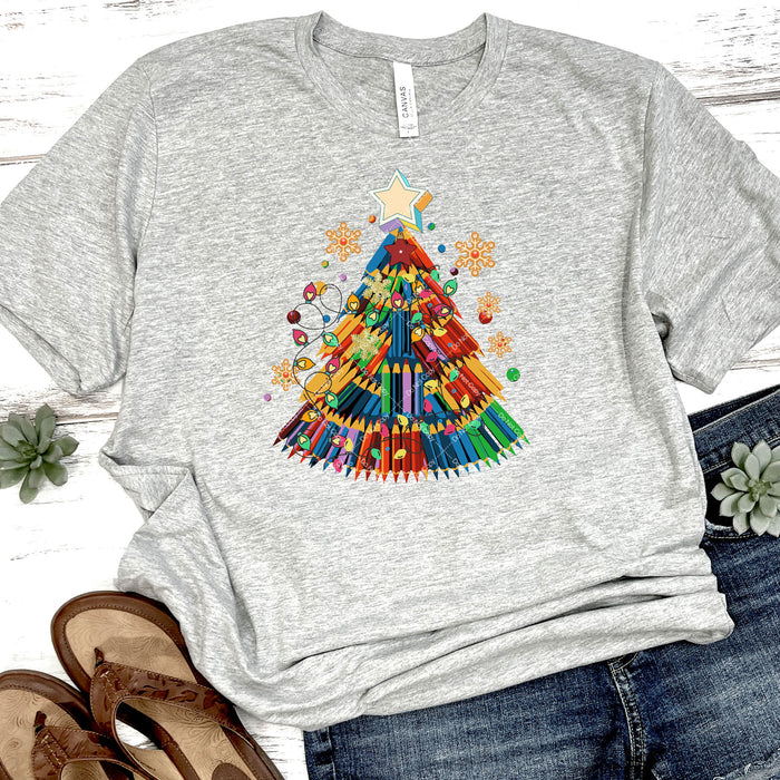 Colored Pencil Christmas Tree DTF Transfer