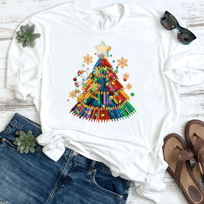 Colored Pencil Christmas Tree DTF Transfer