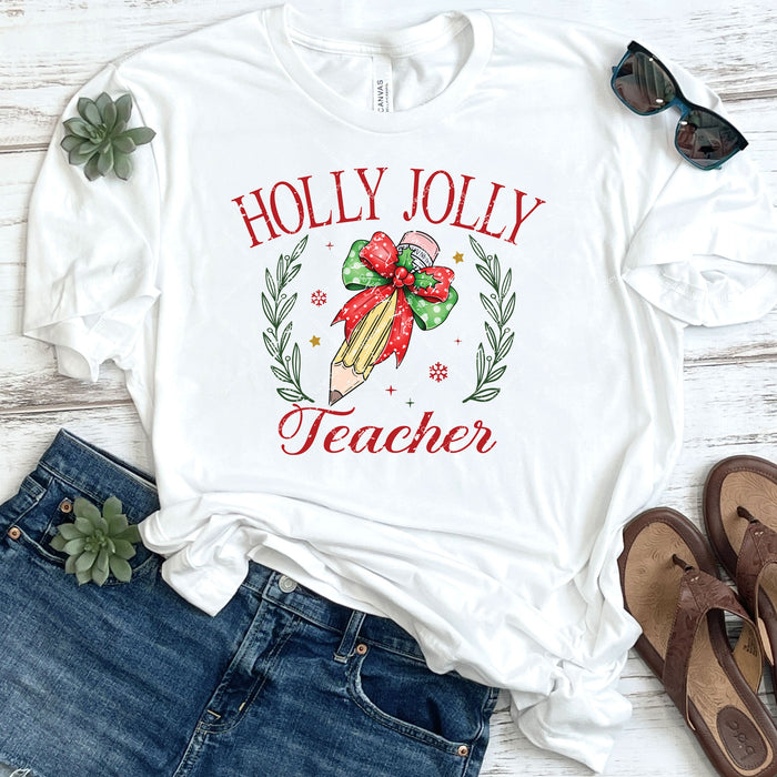 Holly Jolly Teacher Retro DTF Transfer