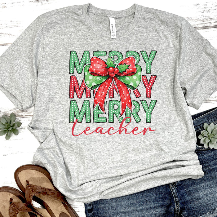 Merry Teacher Retro DTF Transfer