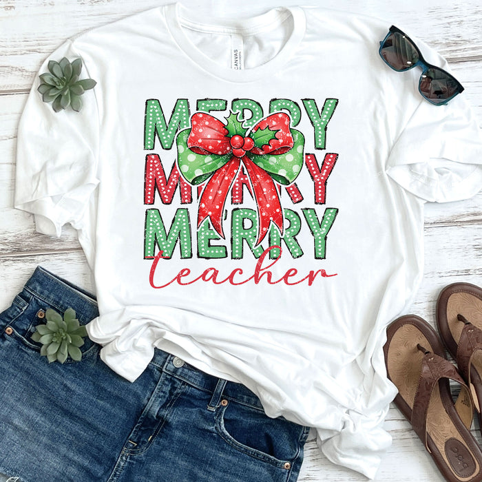 Merry Teacher Retro DTF Transfer