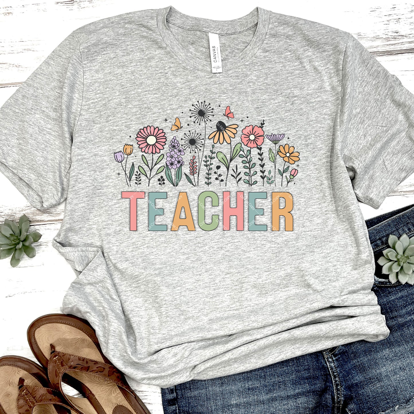 Floral Teacher DTF Transfer