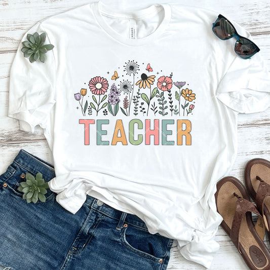 Floral Teacher DTF Transfer