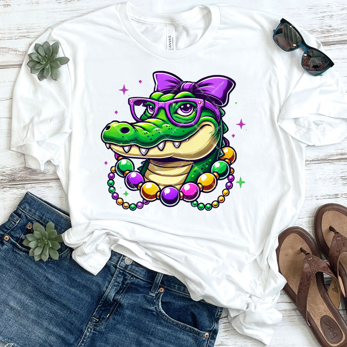 Mardi Gras Lady Gator DTF Transfer