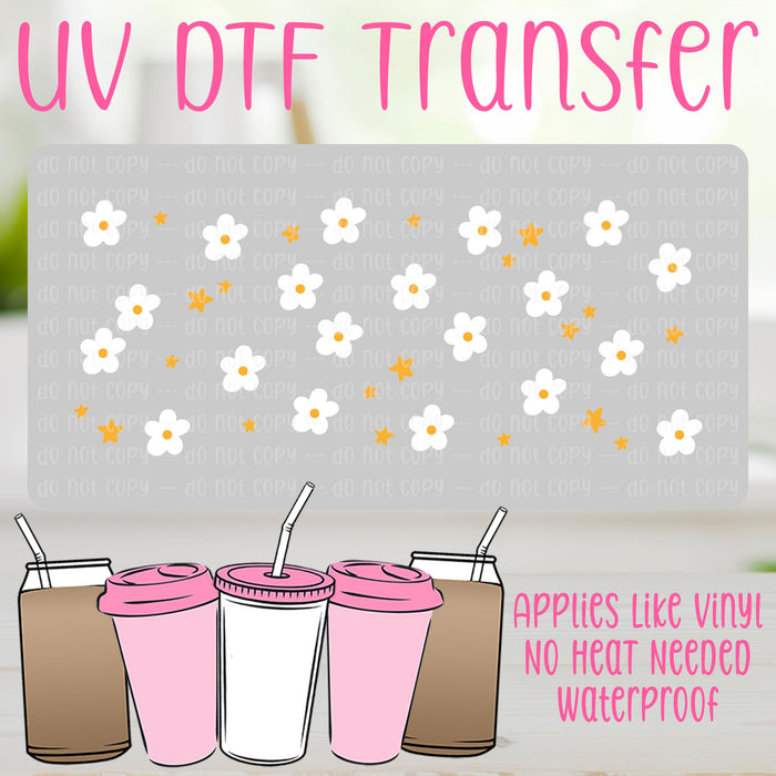 Daisies & Stars UV DTF Can Wrap