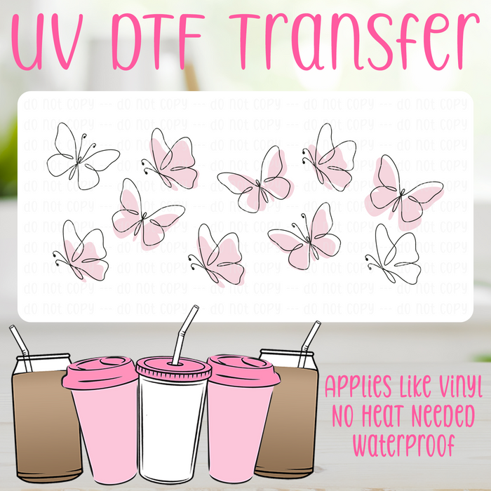 Butterflies UV DTF Can Wrap