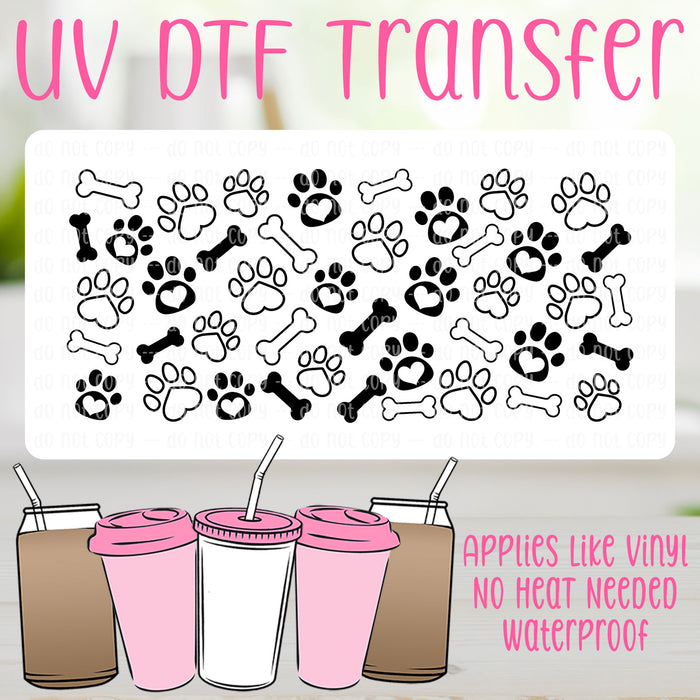 Dog Bones & Paws UV DTF Can Wrap