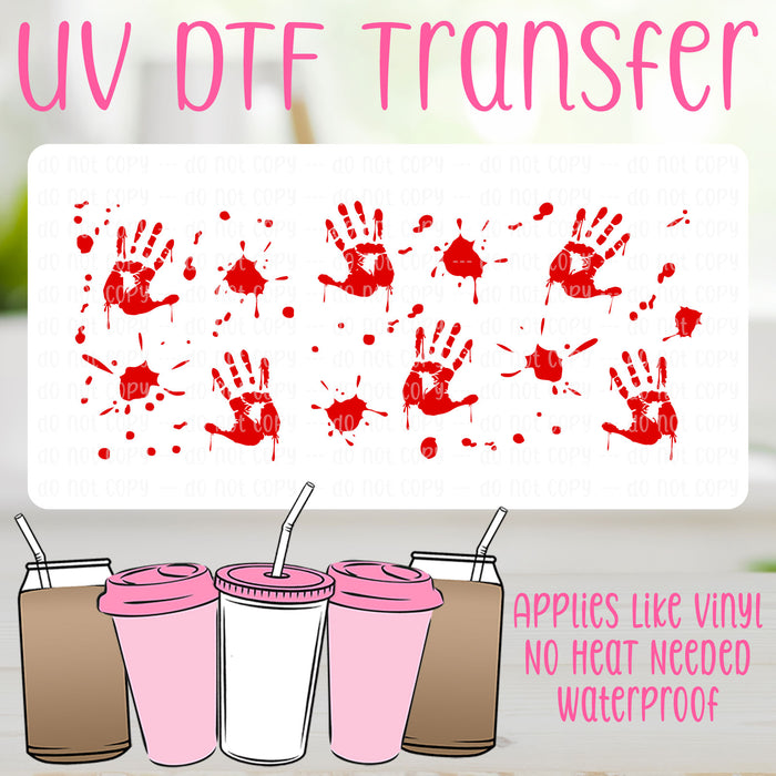 Bloody Hand Prints UV DTF Can Wrap