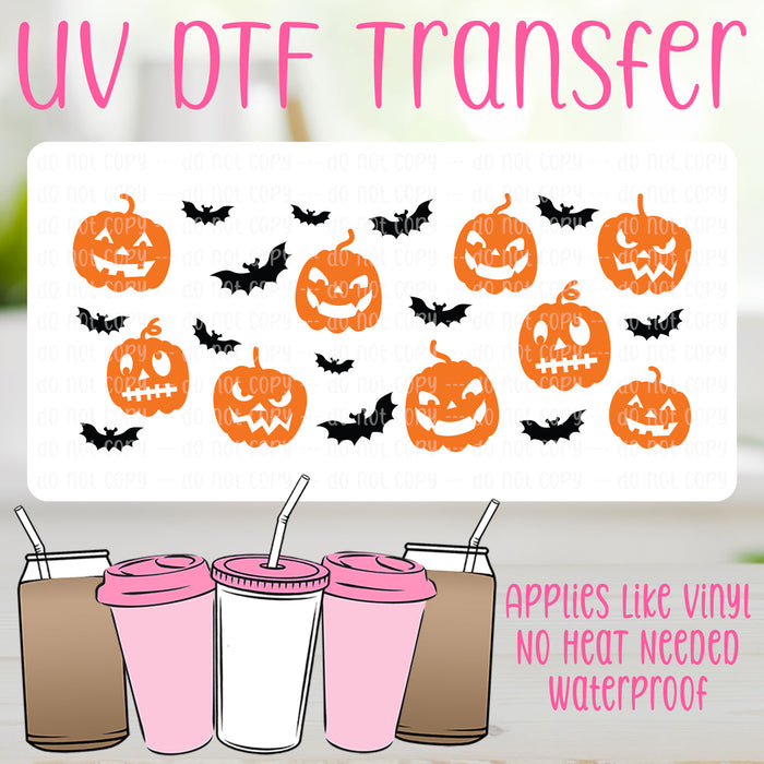 Bats & Jack-O-Lanterns UV DTF Can Wrap