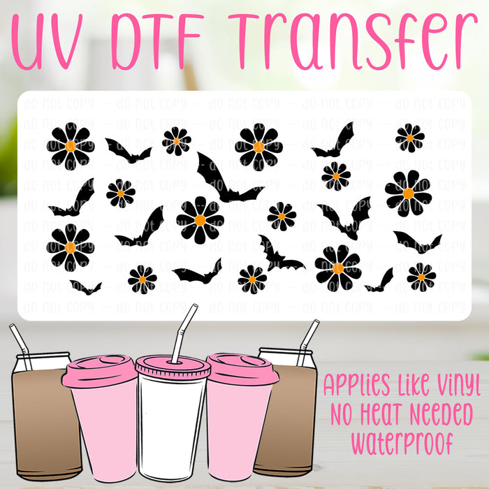 Bats & Daisies UV DTF Can Wrap