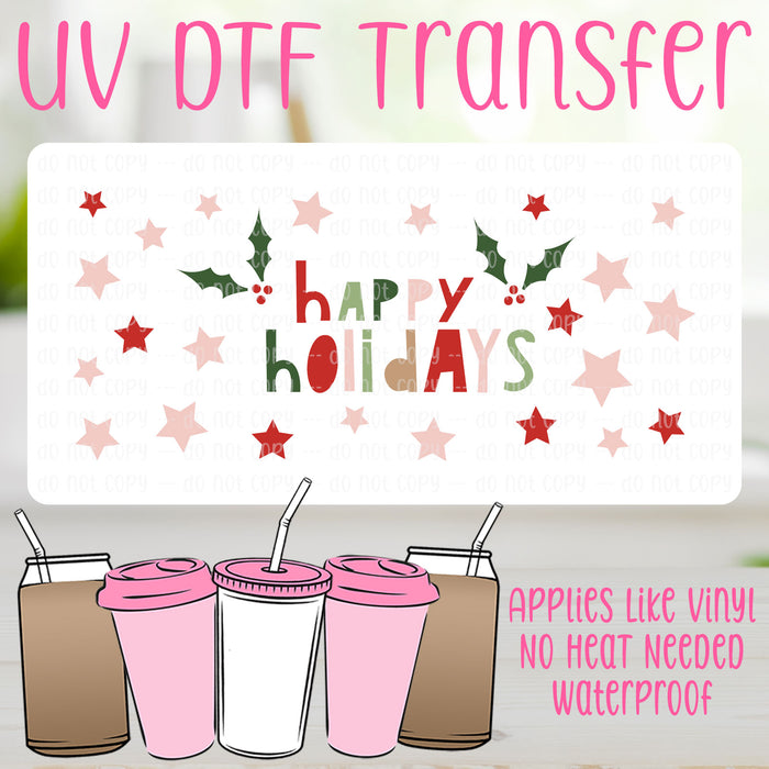 Happy Holidays UV DTF Can Wrap