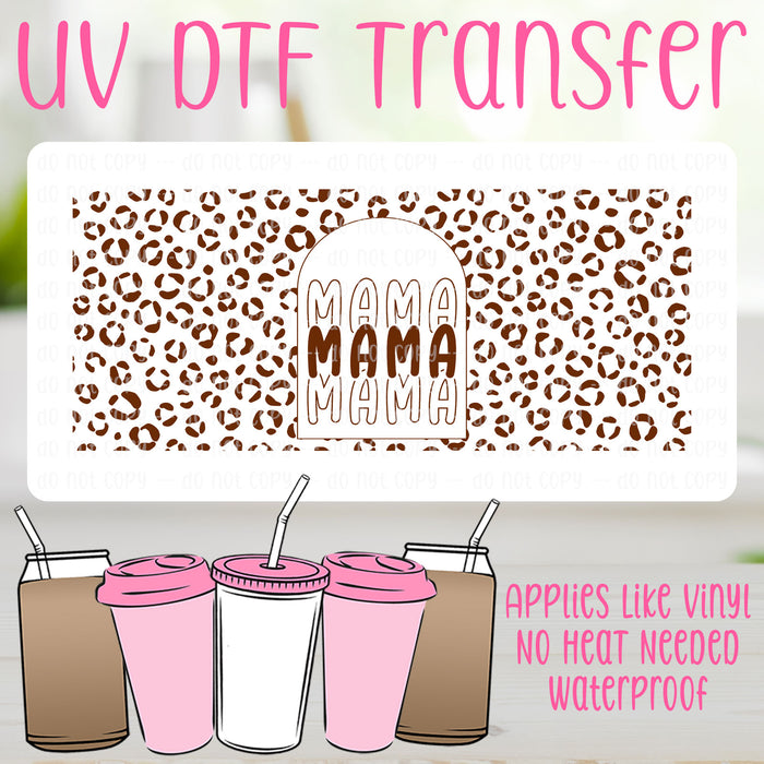 Leopard Print Mama UV DTF Can Wrap