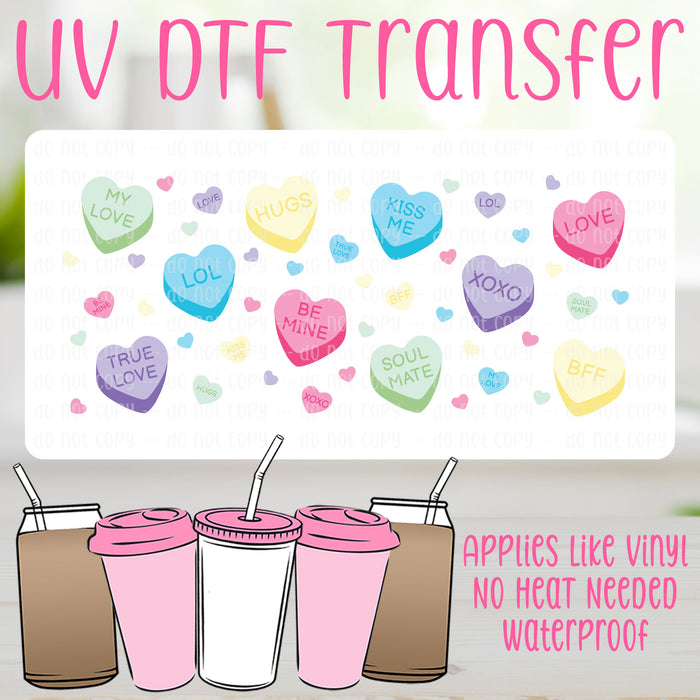 Cartoon Heart Candy UV DTF Can Wrap