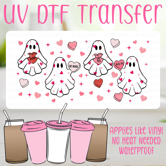 Be my Valentine Ghosts UV DTF Can Wrap