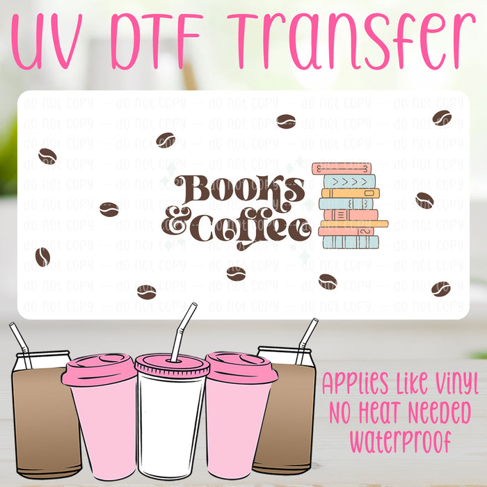 Books & Coffee UV DTF Can Wrap