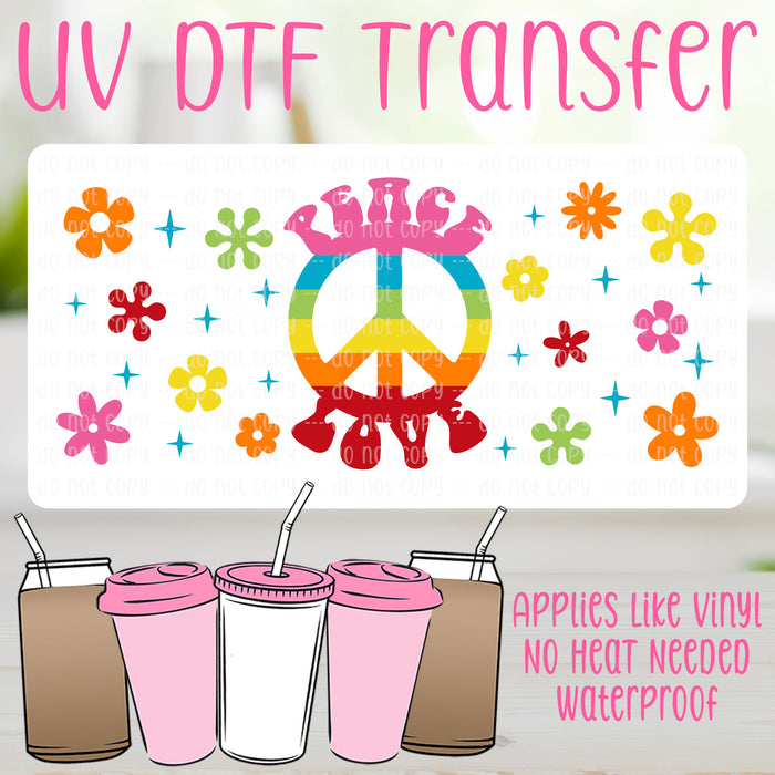 Peace & Love Rainbow UV DTF Can Wrap