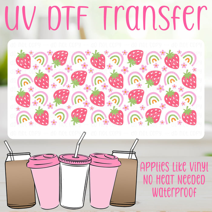 Strawberries & Rainbows UV DTF Can Wrap