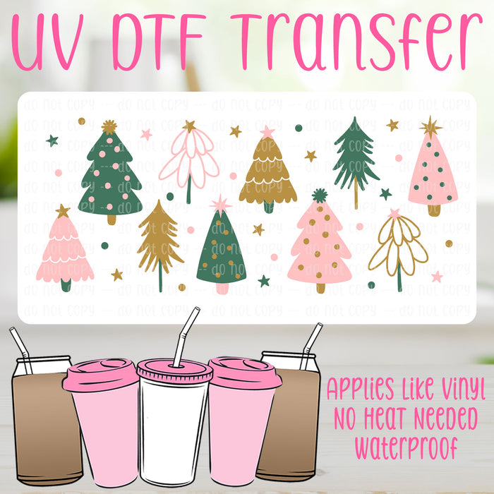 Christmas Trees UV DTF Can Wrap